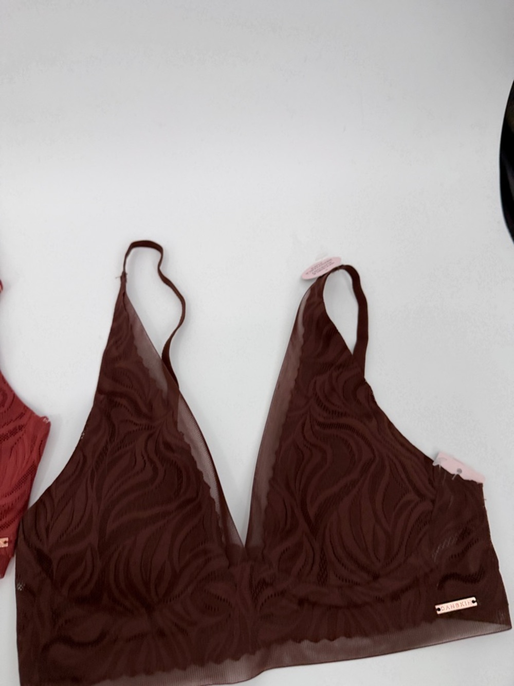 NWT Danskin Lace Bralette Trio - Chocolate, Burgundy & Mauve - Picture 5 of 8